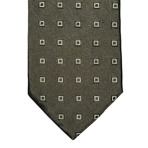 Luciano Barbera Necktie Tie Men's Light Green Silver Geometric Silk Made in Ital